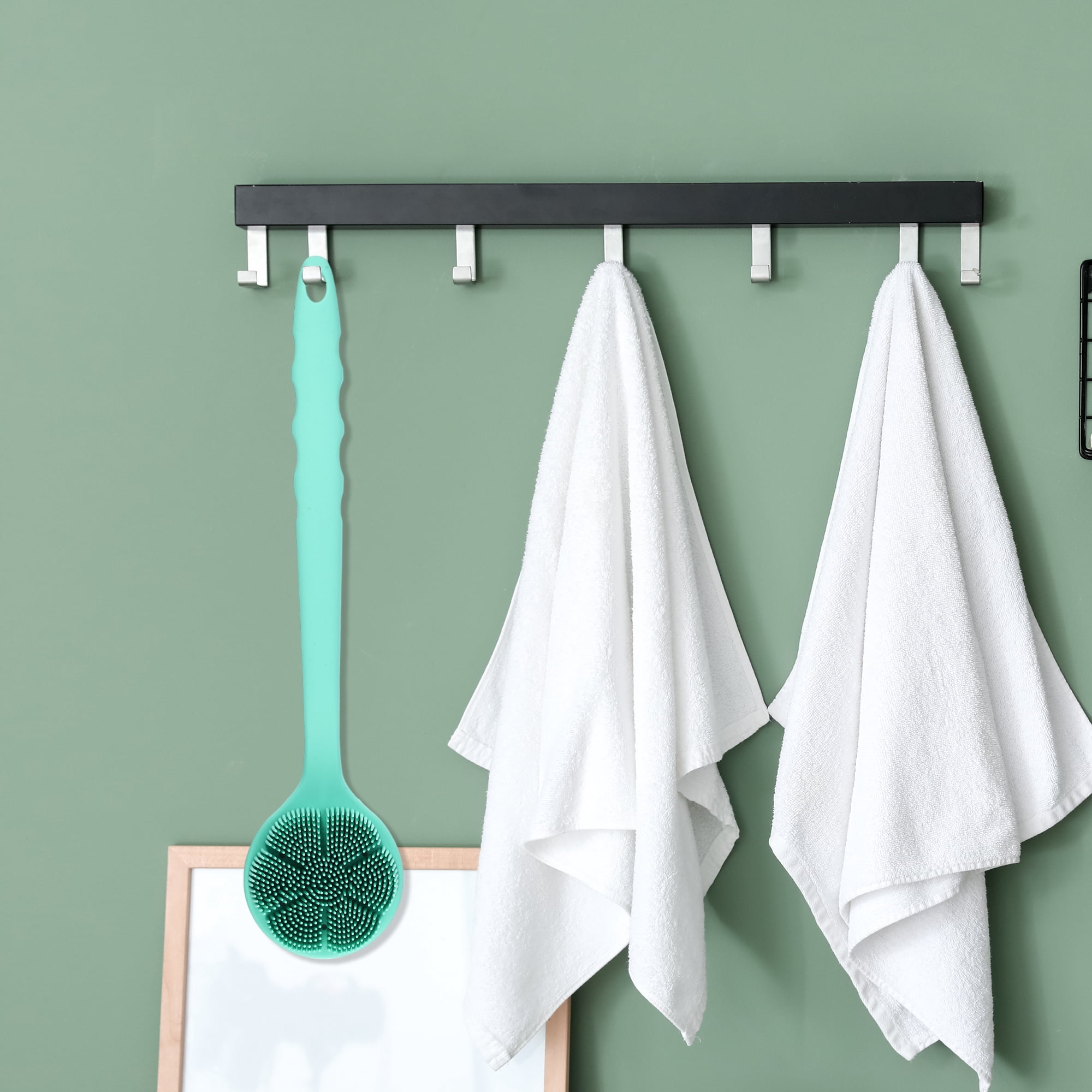 Double Side Long Handle Bath Brush Back Scrubber for Bath 14.17 Length 1 Pc Green