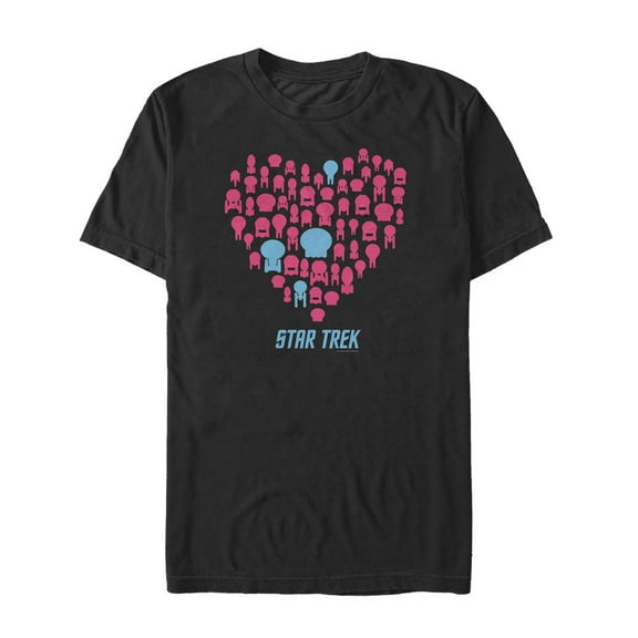 Men's Star Trek Valentine's Starfleet Ship Heart  Graphic Tee Black 2X Large