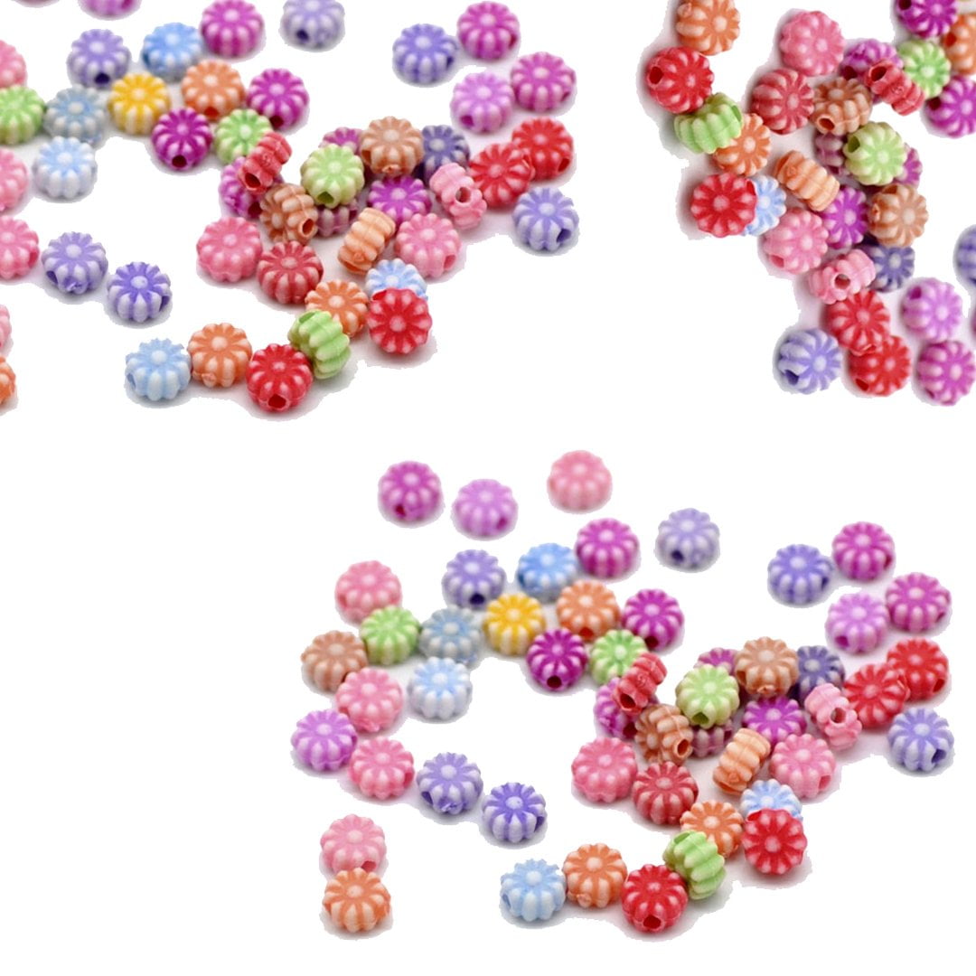 280 Random Pastel Acrylic Spacer Beads Round 8mm Hole 1.6mm