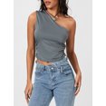 thumbnail image 4 of Women's Summer Fashion Tank Tops Sleeveless One Shoulder Solid Color/Floral Vest, 4 of 10