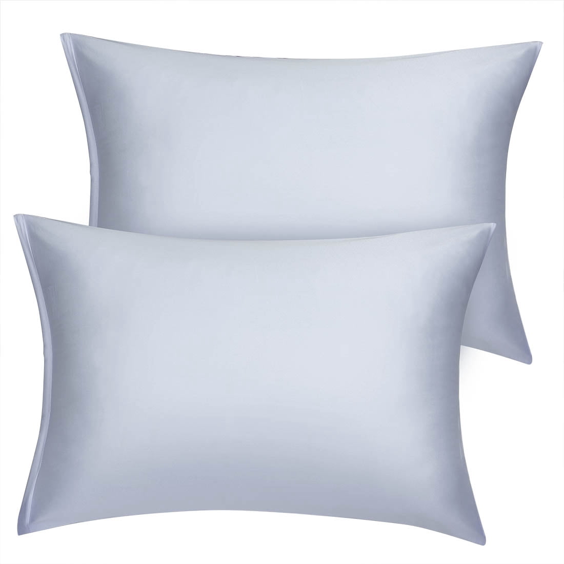 Unique Bargains 2 Pack Silky Satin Pillow Cover Cases Lavender Grey 14" x 20"