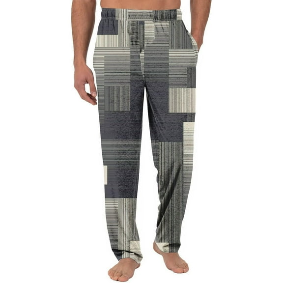 Wyobmus Men's Plaid Pajama Pants Flannel Plaid Sleep Pants Casual Loose Straight Leg Loungewear Pj Bottoms A-Multicolor