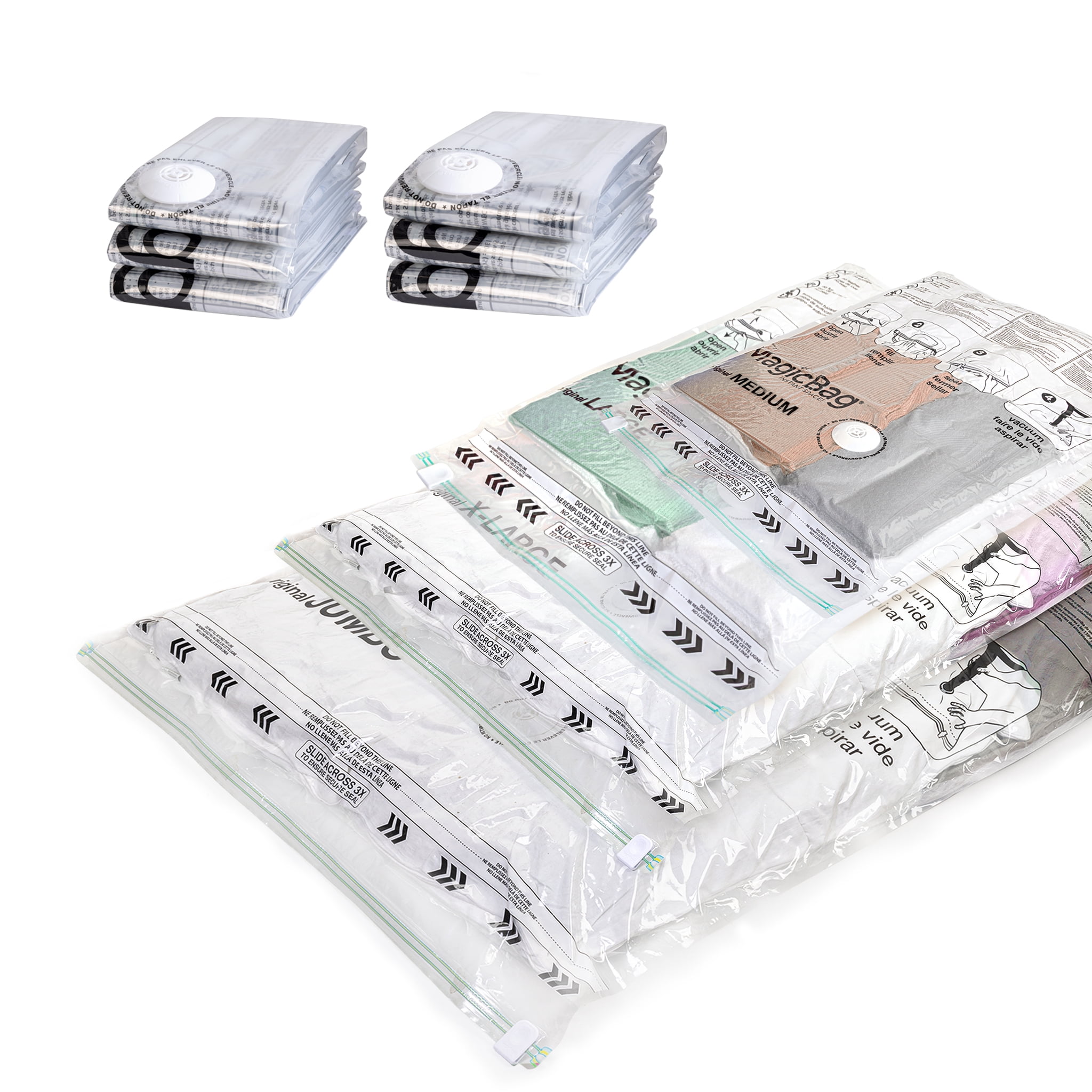 MagicBag Variety Pack Vacuum Storage Bags, 10 Pack Flat Compression Bags for Clothing & Bedding, Space Saving & Airtight