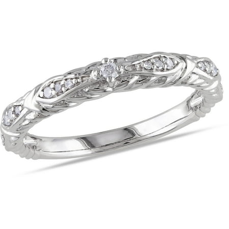 Miabella Diamond-Accent 10kt White Gold Vintage Promise Ring
