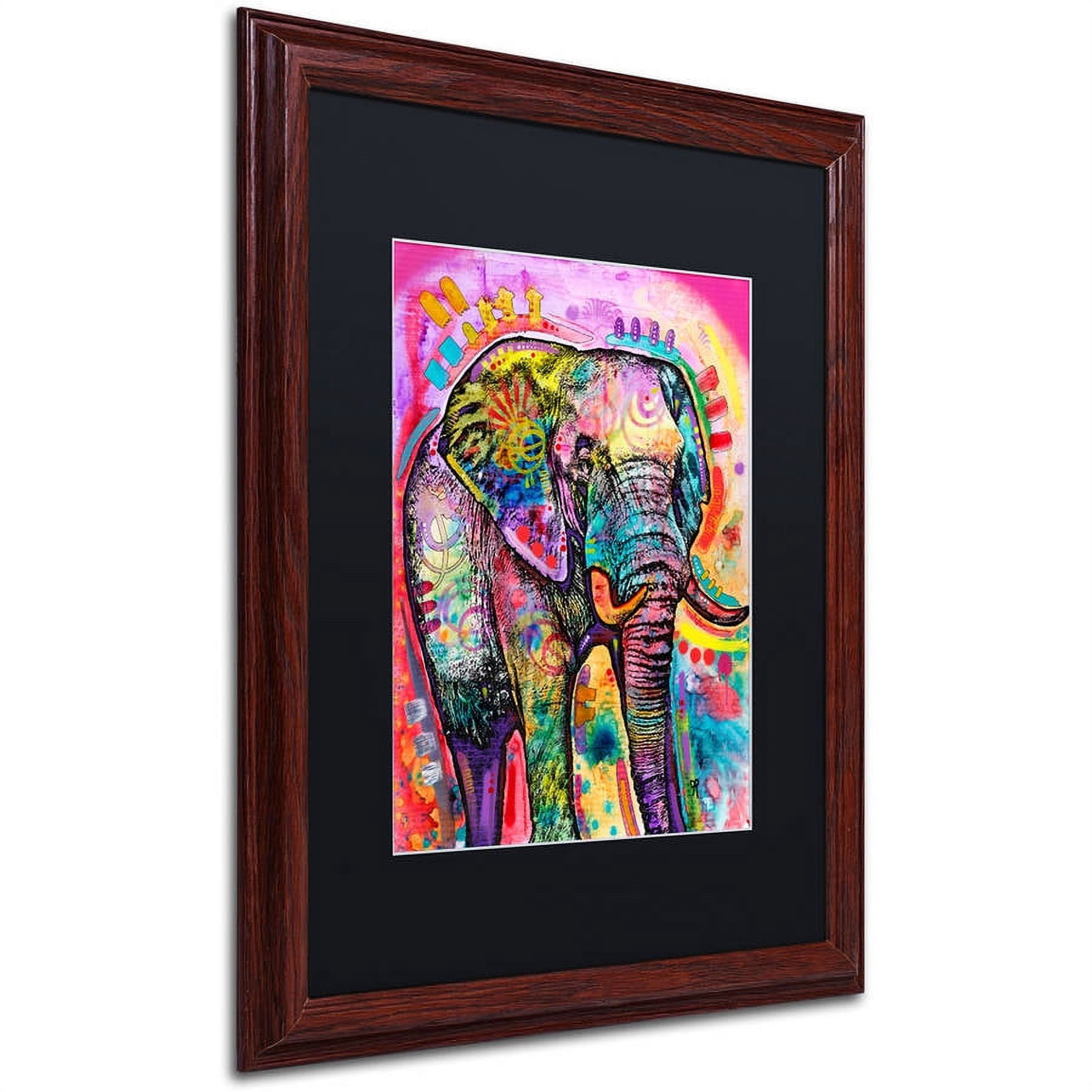 Trademark Fine Art "Elephant" Canvas Art by Dean Russo, Black Matte, Wood Frame
