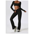 thumbnail image 4 of Tops cortos de yoga for mujer, camiseta de manga larga con cuello cuadrado, camisetas básicas elásticas ajustadas, camisetas deportivas for ejercicio al aire libre y gimnasio, 4 of 6