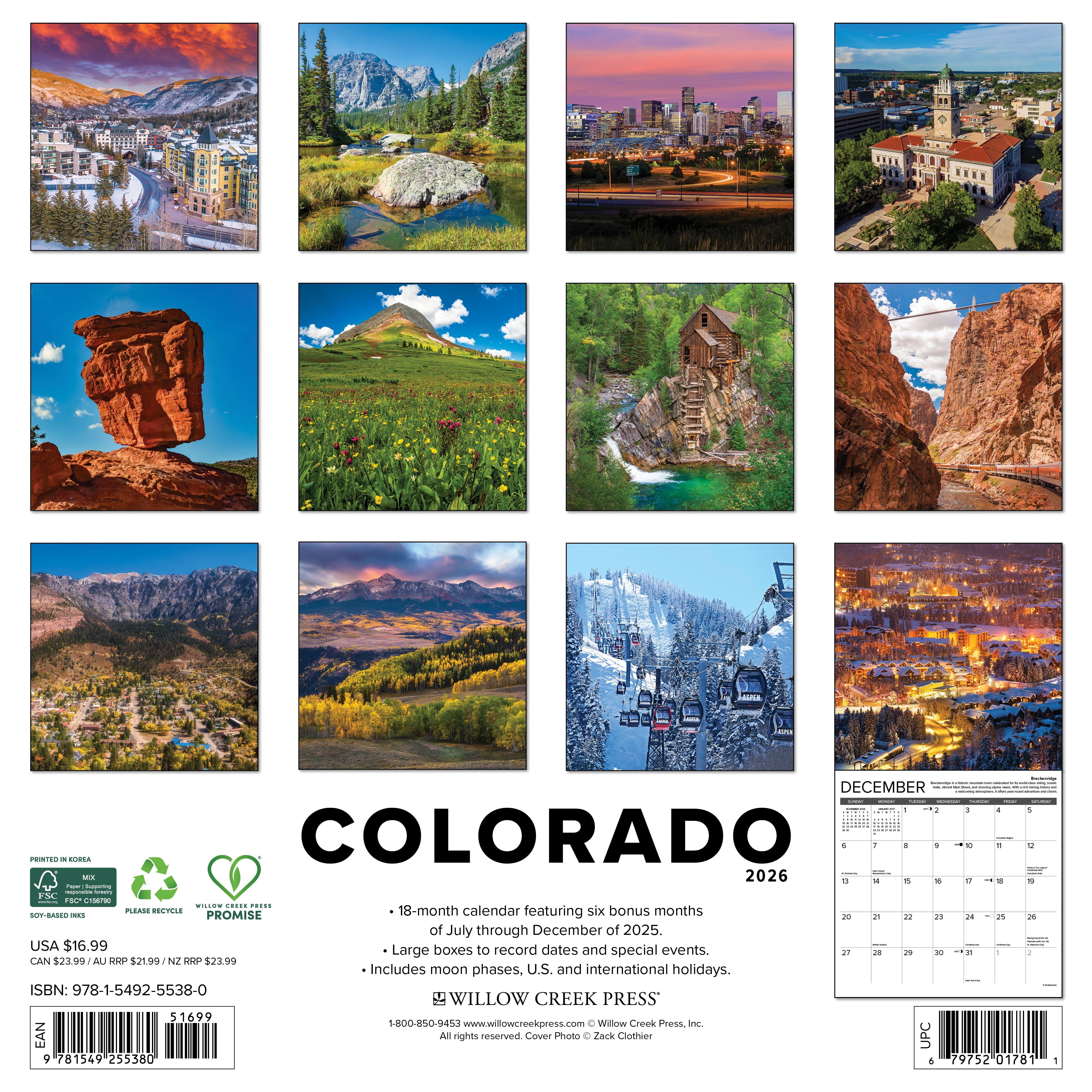 Colorado 2026 Wall Calendar, (Paperback)