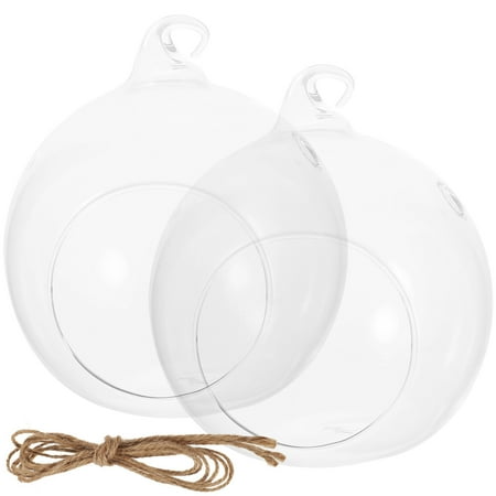 Transparent Glass Globe Terrarium for Home Decoration 2pcs Small Container for Hanging Plants