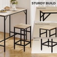 thumbnail image 4 of 5-Piece Industrial Bar Table Set with 4 Stools, Oak Wood & Black Steel Rectangular Breakfast Table for Kitchen, Dining Room or Small Apartment, Space-Saving Design, 39.4" W, 4 of 7