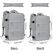 SYCNB Large Travel Backpack for Women Men, Carry On Backpack Flight Approved, Personal Item Travel Bag Waterproof Luggage Backpack Small Laptop Backpack Grey