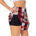 thumbnail image 2 of Bixox Women's Buffalo Plaid Love And Gnome pattern 2 in 1 Running Shorts - Lightweight Athletic Workout Gym Yoga Shorts Liner with Pockets - Small, 2 of 7