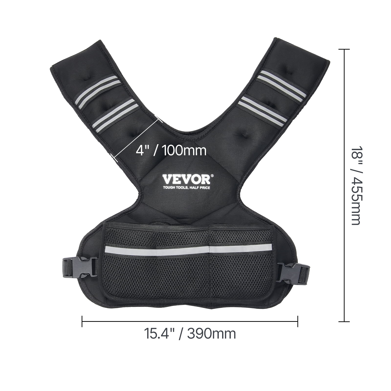 VEVOR Adjustable Weighted Vest, 20-32lb Weight Vest with 6 Ironsand Weights and Reflective Stripe, Body Weight Vest Exercise Set for Men Women, Workout Equipment for Strength Training Running