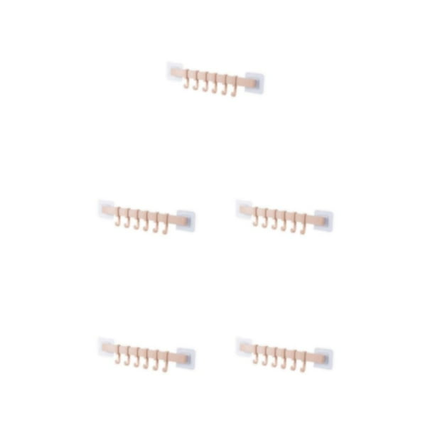 Colgador de Baño Wosthever ABS Montado en la Pared Sin Perforaciones 180 Grados Giratorio 6 Ganchos