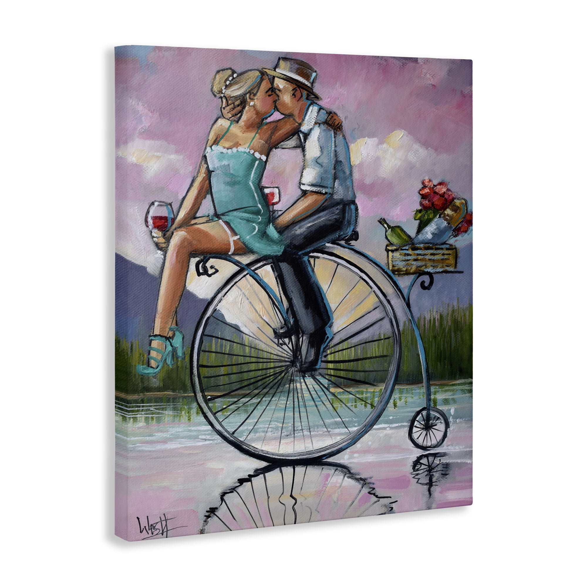 Stupell Industries Romantic Picnic on Bicycle Canvas Wall Art, design by Ronald West