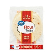 Great Value Medium Soft Taco Flour Tortillas, 16 oz, 10 Count