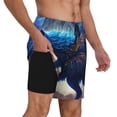 thumbnail image 2 of Balery Moonlit Blue Wolf Bañador para hombre, shorts de playa de secado rápido con entrepierna y forro de compresión-X-Large, 2 of 6