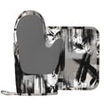 thumbnail image 2 of DouZhe Oven Mitts and Pot Holders Sets, Geometry Graffiti Collage Prints Non-Slip Heat Resistant Kitchen Oven Silicone Glove, 2 of 7