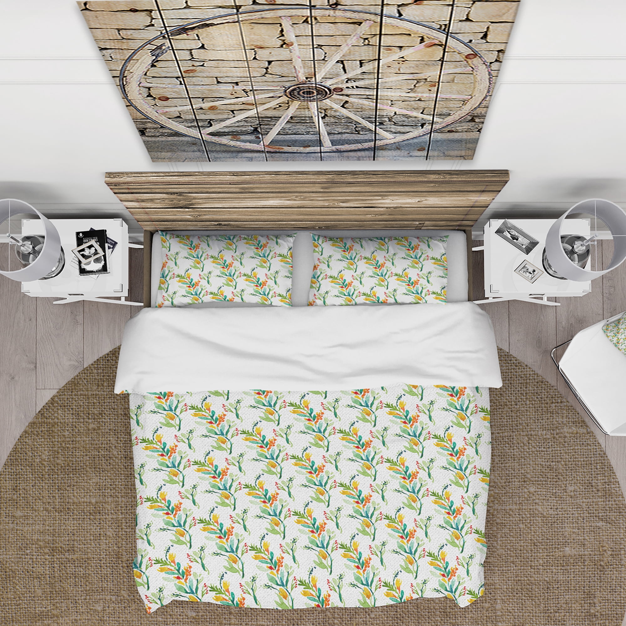 Designart 'Pattern with Watercolor Floral Elements' Country Duvet Cover Set