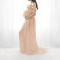 thumbnail image 2 of Robe de Maternité Photographie Épaules Dénudées Longue Robe Maxi Femme Accessoire Rose TG, 2 of 9