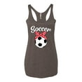 thumbnail image 2 of Wild Bobby, Cute Soccer Mom Ribbon Soccer Ball Gift Sports, Mother's Day, Women Tri-Blend Racerback Tank Top, Brown, X-Large, 2 of 3