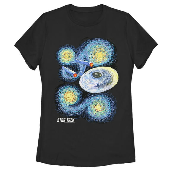 Women's Star Trek Starry Night USS Enterprise  Graphic Tee Black Small