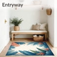 thumbnail image 3 of ODIKA 8'x10' Machine Washable Non-Slip Area Rug, Tropical Oasis Weather Resistant Decorative with Blooming Foliage High Traffic Rug, Blue, 66671, 3 of 7