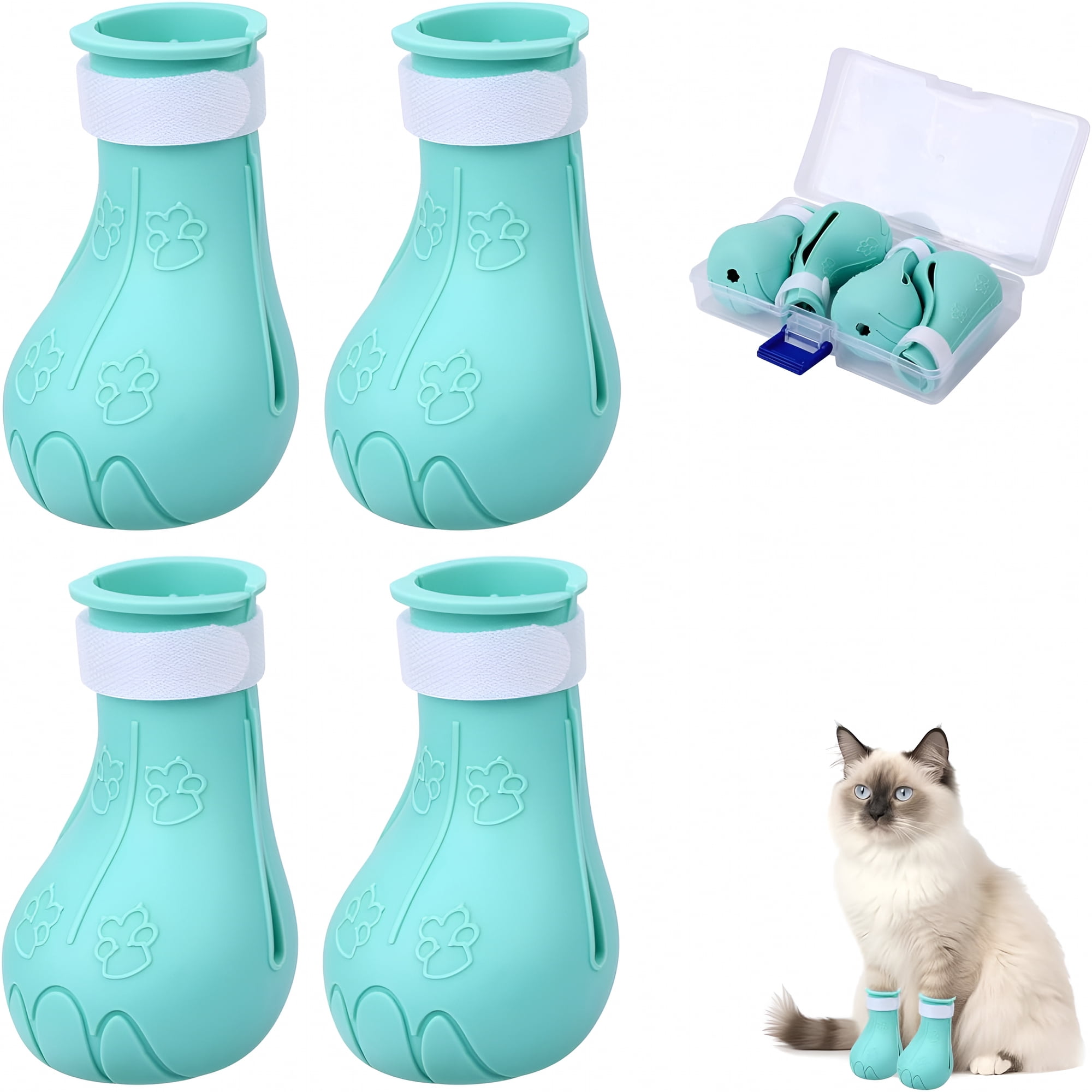GASTROPOD 4 Pcs Silicone Cat Feet Claw Covers,Anti-Scratch Cat Nail Shoes Kitten Feet Paw Boots Cat Protector Caps to Prevent Scratching Pet Supplies for Bathing Shaving Grooming