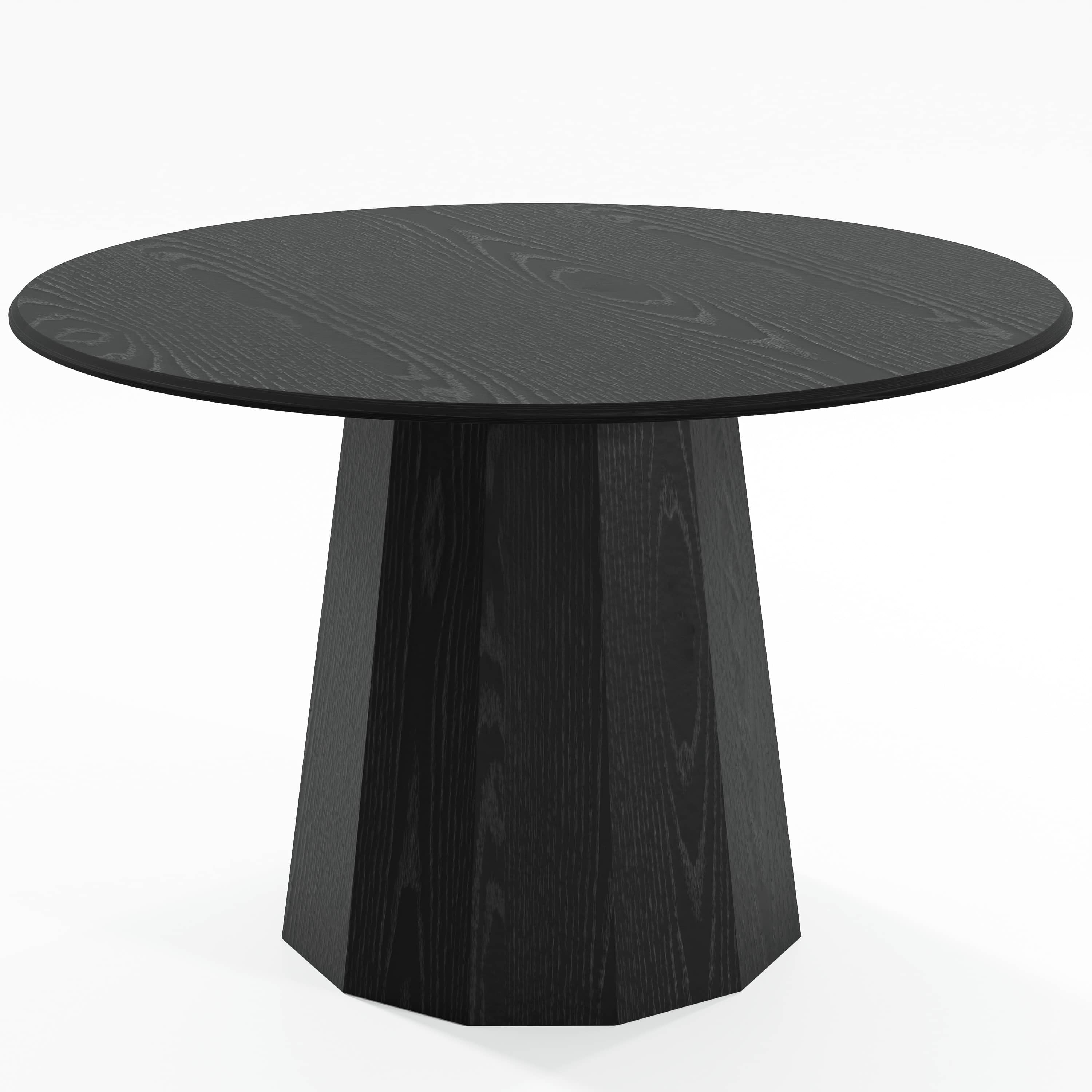 MAYEERTY 46" Wooden Round Modern Dining Table for Dining Room Kitchen, Black