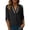 Black, variant on Women Summer Dressy Casual Blouses Spring V Neck 3/4 Sleeve Shirts Plain Hollow Out Lace Collar Pullover Tops