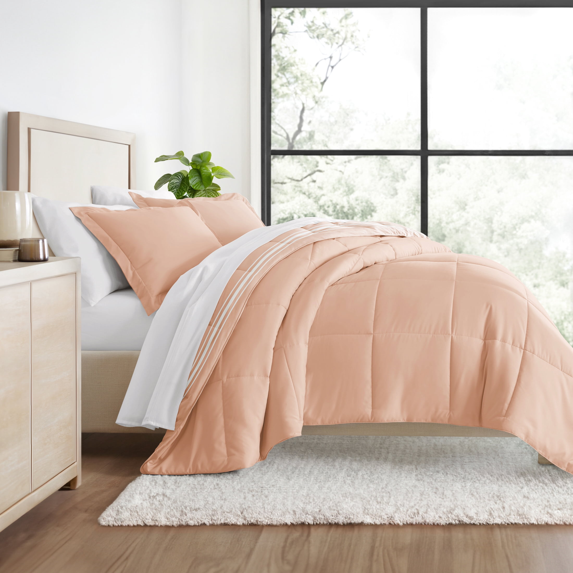 All Season Ultra Soft Comforter Set Lightweight Bedding in Soft Stripe for Full/Queen Size by Comfort Canopy