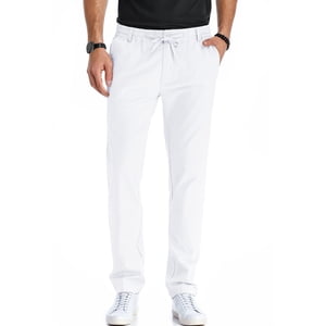 JWD Men's Cotton Linen Elastic Waist Pants
