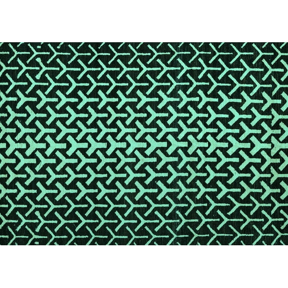 Ahgly Company Indoor Rectangle Abstract Turquoise Blue Modern Area Rugs, 3' x 5'