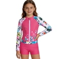thumbnail image 4 of JAJAHO Girls Swimsuit 3 Pieces Long Sleeve Rash Guard Set Tropical Printed Tankini Bathing Suits Summer Kids Swimwear 3-10Y, 4 of 6
