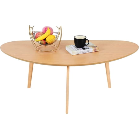 FIRMINANA Mid Century Modern Coffee Table,Large Oval Coffee Table for Living Room,Oval Small Mangotop Coffee Table for Small Spaces Nature Wood-47.3" W x23.63 D x 17.72" H