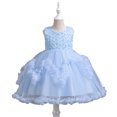 thumbnail image 2 of LYMAYTER Flower Girl Length Flower Dress Formal Ball Gown for 2-10Y Girl Wedding Pageant Party Celebrations, 2 of 8