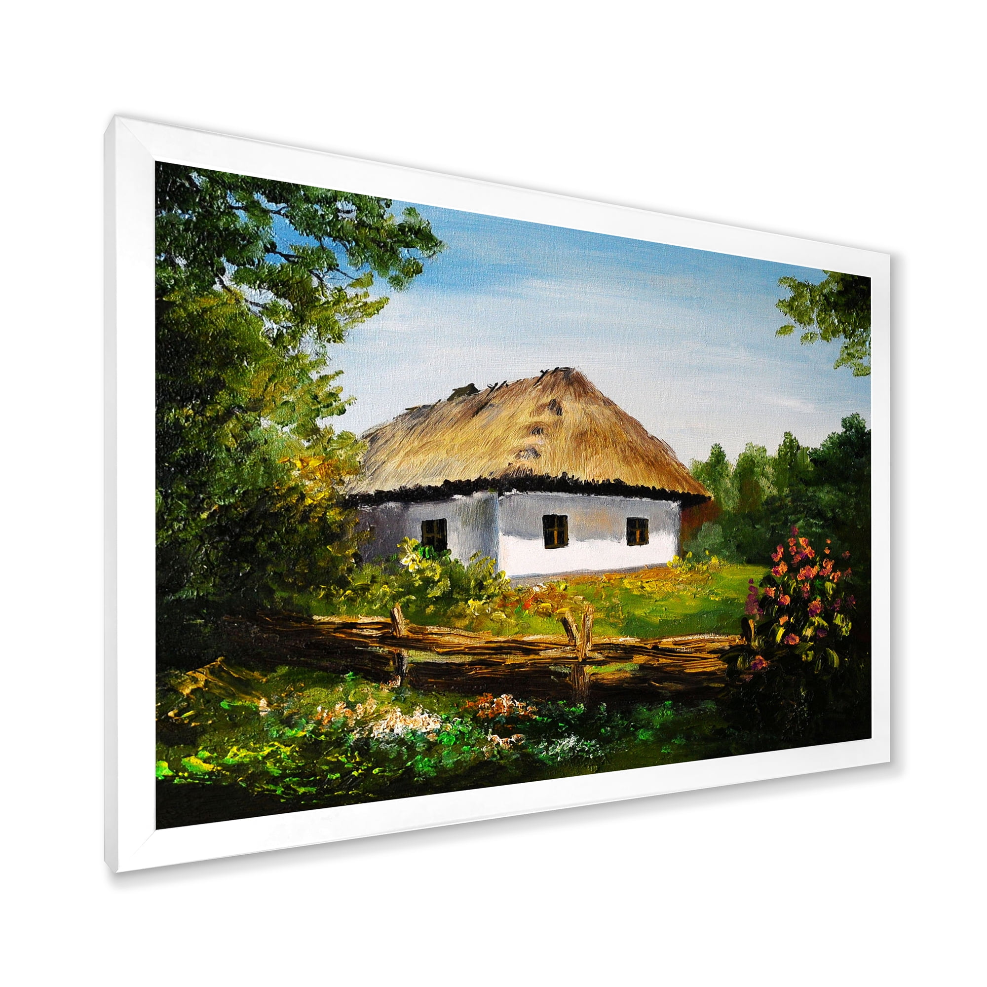 Designart 'Traditional Cottage At Sunrise In Summer' Traditional Framed Art Print