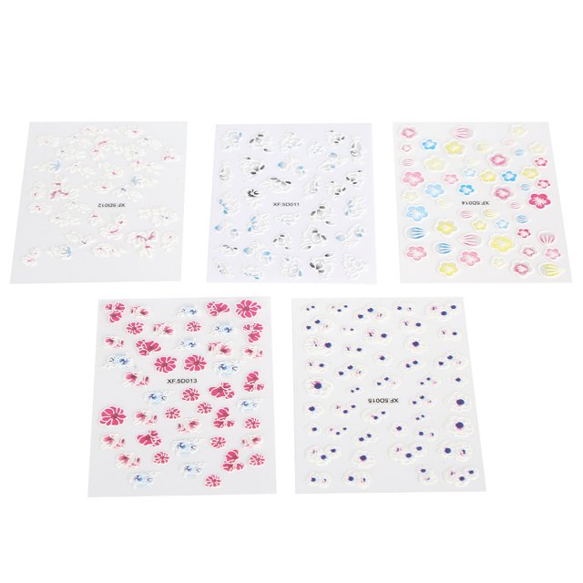 Pegatinas de flores para decoración de uñas, 5 piezas/juego, pegatinas autoadhesivas para decoración de uñas, pegatinas autoadhesivas para decoración de uñas probadas y confiables