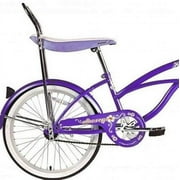 Wonder Wheels 20 In. Beach Cruiser Lowrider Coaster Brake Single Speed Bicycle, Bike With Banana Seat Stainless Steel Spokes One Piece Crank Alloy Rims 36 H - Purple