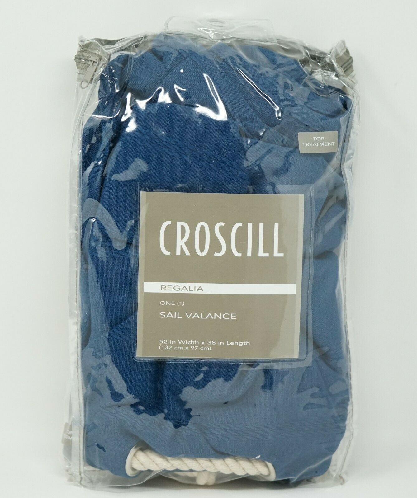 Croscill Regalia 100 Cotton 52" x 38" Nautical Sail Rope Valance Navy