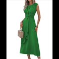 thumbnail image 3 of Vestido Midi Informal de Verano Sin Mangas para Mujer, Ajustado, con Lazo en la Cintura, , para Vacaciones, 2025 Verde M, 3 of 10