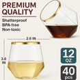 thumbnail image 5 of 40 vasos de plástico irrompibles sin tallo con diamantes para vino, champán, whisky, elegantes, duraderos, desechables para interiores y exteriores, ideales para el hogar, oficina, bares, bodas, tazas, 5 of 5
