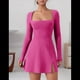 thumbnail image 2 of Vestido con Escote Cuadrado en Rosa Rojo M, 2 of 7