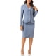thumbnail image 2 of Conjunto de falda de 2 piezas para mujer INSPIRE CHIC, blazer peplum, falda lápiz de cintura alta, atuendo de trabajo XS gris azul, 2 of 6