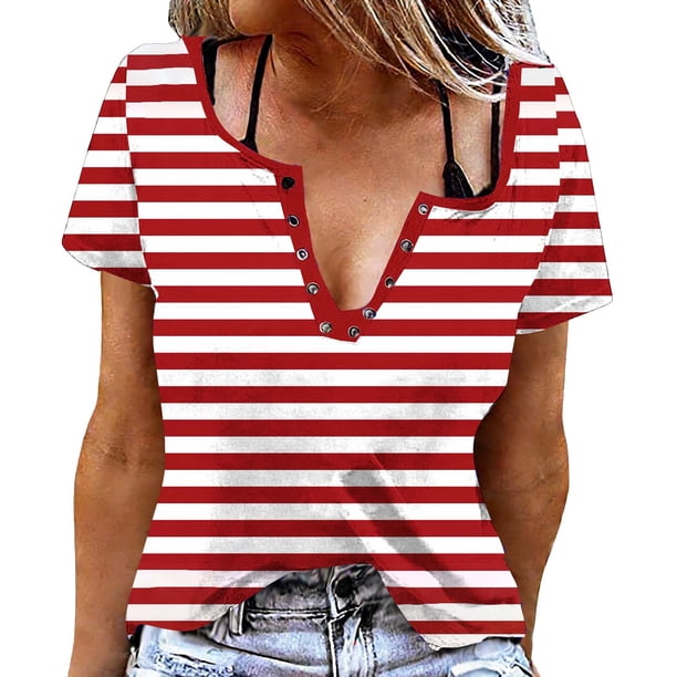 Camisas de Manga Corta para las Mujeres Casual Impresión No Estructurada Botón Arriba Blusa Cuello Tripulado Top de Verano, Tops de Manga Corta de las Mujeres Casual