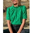 thumbnail image 2 of Blusa PRETTYGARDEN de verano con ojales bordados en verde para mujer, 2 of 7