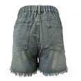 thumbnail image 5 of LIIPEE Women Shorts Casual Solid Color Classic Loose Fit Ripped Mini Denim Shorts Ladies Summer Buttons Elastic Waist Baggy Shorts Comfortable Breathable Soft Daily Shorts,Blue,XXL, 5 of 5