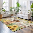 thumbnail image 4 of Farm Highland Cattle Area Rugs 4x6ft Farmhouse Sunflower Cow Fence Linen Texture Floor Rug&nbsp;Non Slip Low Pile Ultra Soft Throw Carpet for Entryway Indoor Entrance Kitchen Bathroom, 4 of 9