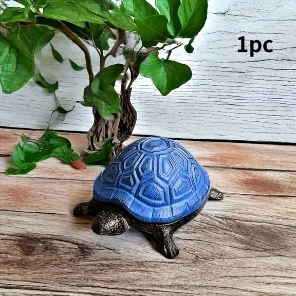 Cast Iron Turtle Key Hider for Outside, Serene Blue Hidden Key Holder with Weatherproof Coating, Spare Key Hiders Outdoor Decor for Garden Yard Patio, Unique Housewarming Gift