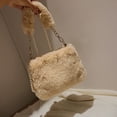 thumbnail image 6 of Luxury Soft Fluffy Furry Coin Purse Faux Fur Plush Tote Bags Pearl Chain Bag Phone Bag Plush Shoulders Bags BLACK, 6 of 8