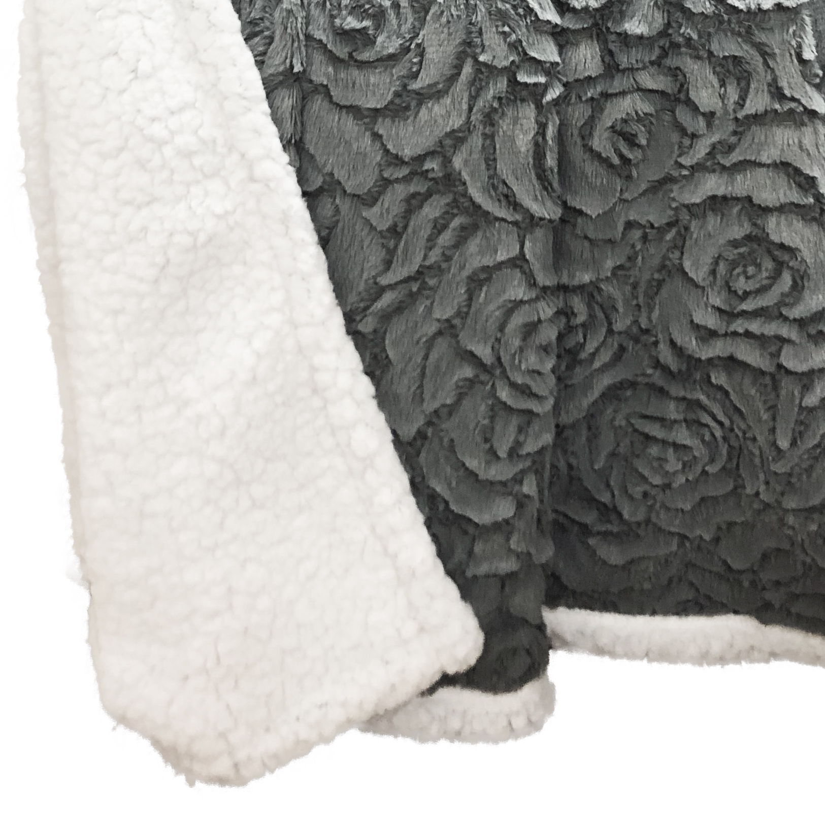 Monica Faux Fur Sherpa Throw Smoke